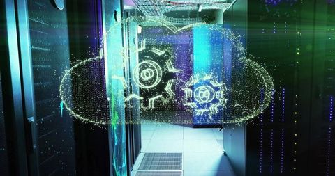 Holographic Cloud with Gears in Data Center Corridor
