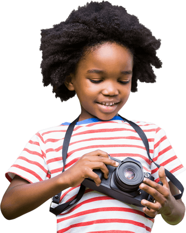 Smiling Child Photographer Holding Camera Transparent Background - Download Free Stock Videos Pikwizard.com