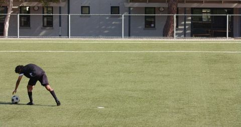 Soccer player preparing for shot on goal