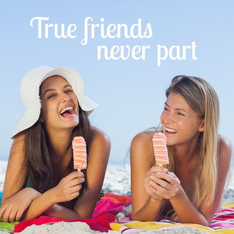 Celebrating Friendship with Ice Cream at Sunny Beach - Download Free Stock Templates Pikwizard.com