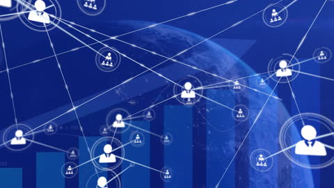 Global Network Connections on Business Data Background