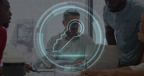 Diverse Business Team Discussing Cybersecurity Solutions in Meeting