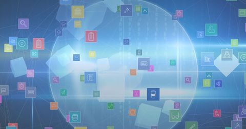 Digital Communication Interface with Icons and Data Patterns - Download Free Stock Images Pikwizard.com
