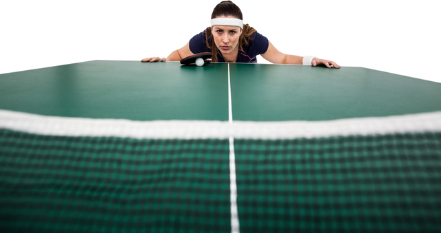 Confident Female Athlete Leaning on Tennis Table, Isolated on Transparent Background - Download Free Stock Videos Pikwizard.com