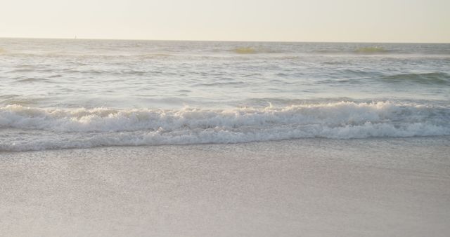 Scenic view of sea waves lapping on sandy beach at sunset, copy space - Download Free Stock Photos Pikwizard.com