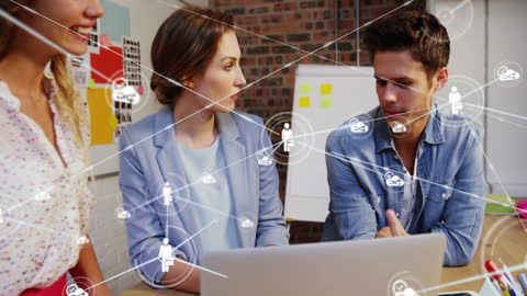 Business Professionals Working with Digital Connections Visualization