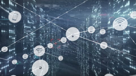 Futuristic Digital Network with Data Connection Icons