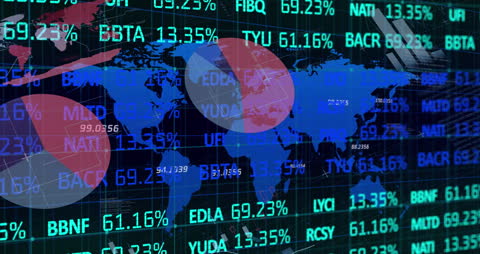 Global Financial Data Displayed on Digital World Map Interface