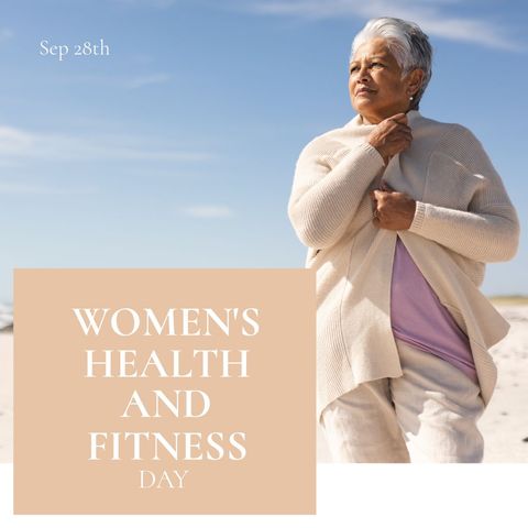 Confident mature woman celebrating women's health and fitness day outdoors