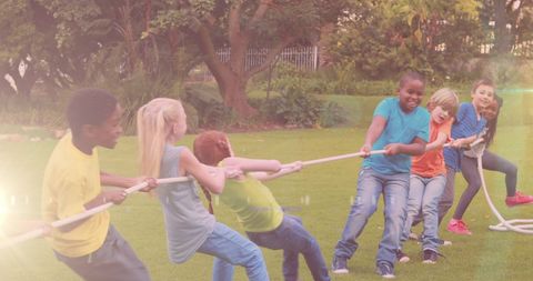 Diverse Kids Playing Tug of War in Park during National School Sports Week - Download Free Stock Images Pikwizard.com