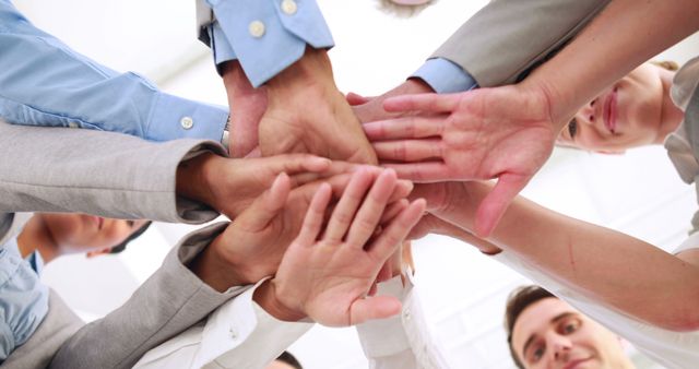 Team Collaboration with Hands Joined Together in a Circle - Download Free Stock Images Pikwizard.com