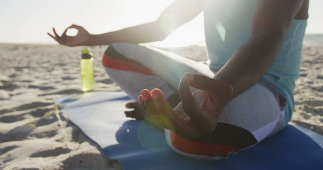 Person Meditating on Beach at Sunrise - Download Free Stock Images Pikwizard.com