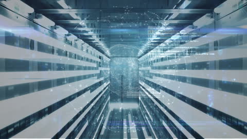 Global Digital Network Over Server Room Technology Concept