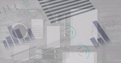 Overlaid Statistical Charts with Office Desk Items - Download Free Stock Images Pikwizard.com
