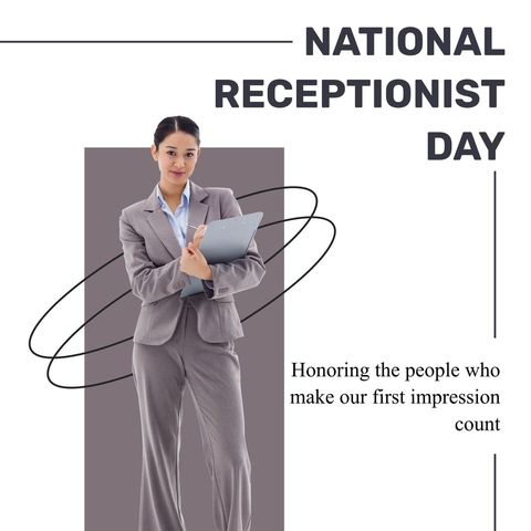 Celebrating national receptionist day with confident professional