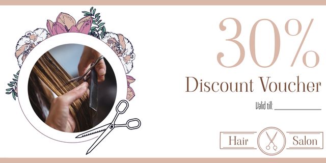 30 percent Hair Salon Discount Voucher Featuring Hairstylist Cutting Hair - Download Free Stock Templates Pikwizard.com