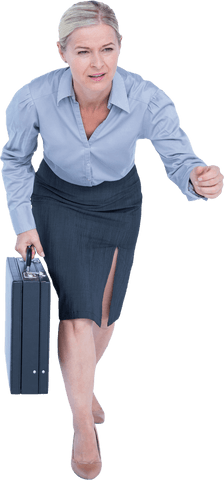 Transparent Image of Businesswoman Running with Briefcase