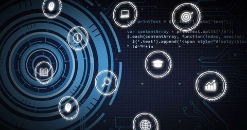 Digital Interface with Business and Data Processing Icons - Download Free Stock Images Pikwizard.com