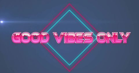 Neon good vibes only text with retro style design
