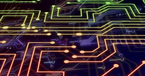 Abstract Digital Circuit Board Matrix in Glowing Colors - Download Free Stock Images Pikwizard.com
