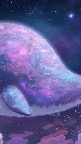 Drifting cosmic whale rolling through starfield revealing celestial dust and nebula glow