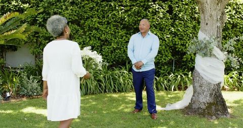 Senior Couple Wedding Ceremony in Garden