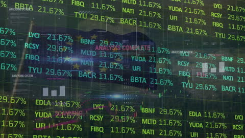 Financial Data with European Union Flag Overlay