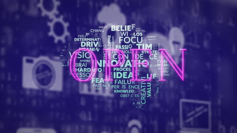 Abstract Animated Text in Digital World Concept