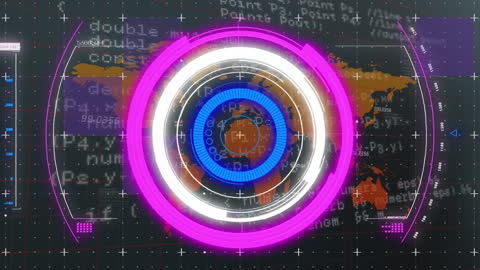 Futuristic Digital Interface with Neon Scope and Data