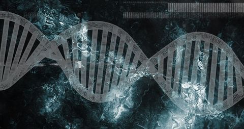 Futuristic DNA Strand Over Textured Background Concept