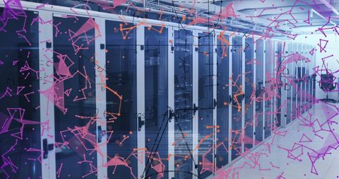 Global Data Interaction Overlays in Modern Server Room - Download Free Stock Images Pikwizard.com