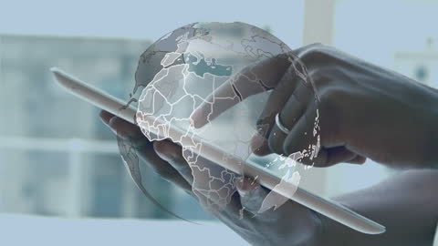 Global Network Concept with Digital Tablet and Floating Earth