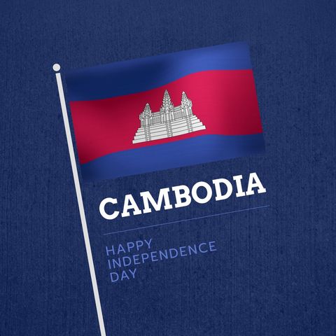 cambodia independence day flag on blue background - Download Free Stock Templates Pikwizard.com