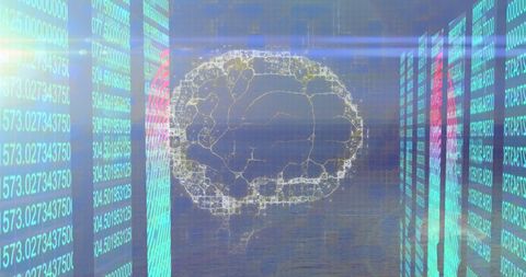 Digital Brain and Data Streams Over Ocean - Download Free Stock Images Pikwizard.com
