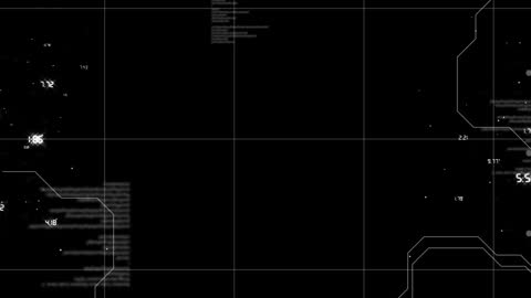 Digital Data Grid Interface Animation with Cyberpunk Elements