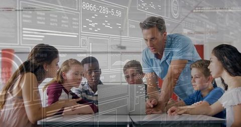 Tech-Savvy Teacher Guides Students in Collaborative Learning Environment