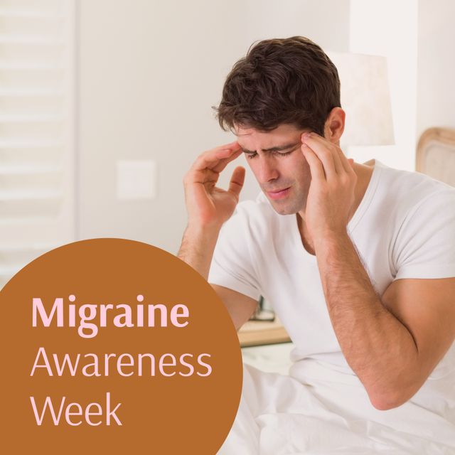 Caucasian Man Experiencing Migraine Symptoms During Awareness Week - Download Free Stock Templates Pikwizard.com