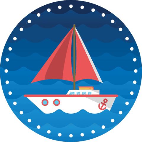 transparent sailing boat badge with waves and nautical decor - Download Free Stock Videos Pikwizard.com