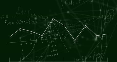 Mathematical Equations and Networks on Green Background