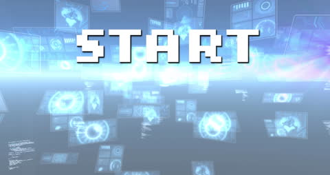 Digital Start Text with Futuristic Data Interfaces