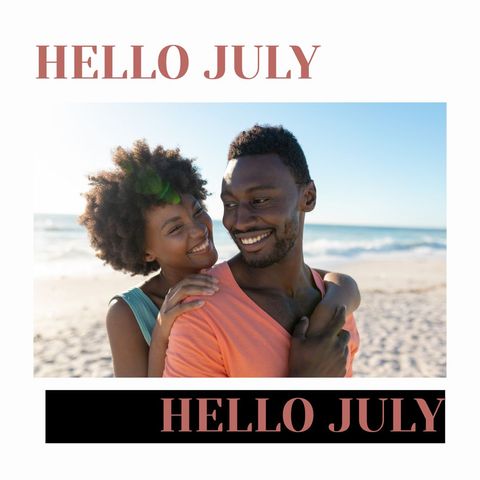 Smiling Couple on Sunny Beach Embracing Joyful Summer Vibes - Download Free Stock Templates Pikwizard.com