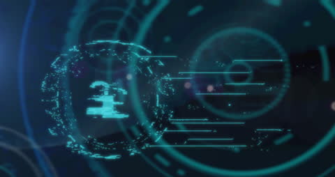 Digital Cyber Security Interface with Lock Icon and Data Stream