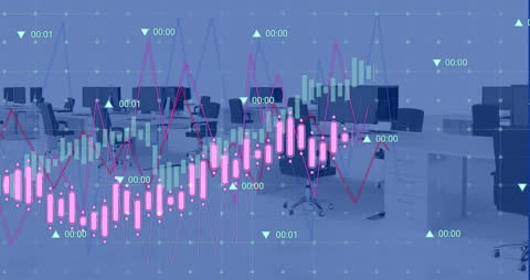 Digital Financial Interface with Overlaid Office Workspace