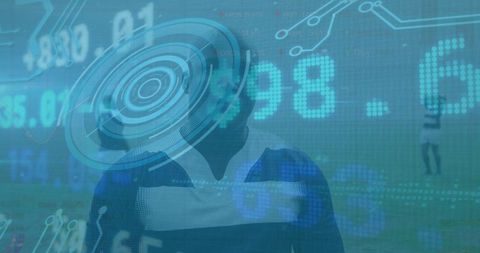 Futuristic Technology with VR and Data Interface Overlay