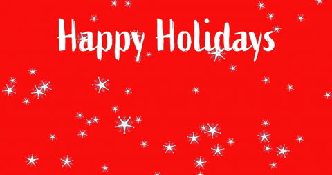 Festive Red Background with Animated Happy Holidays Greeting