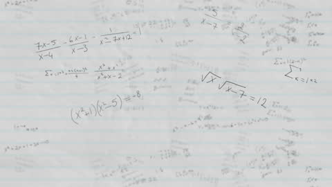Animated Overlapping Mathematical Formulas on Lined Paper