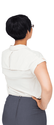 Hispanic Businesswoman Looking Ahead on Transparent Background