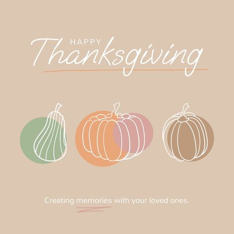 happy thanksgiving greeting with autumn pumpkin illustrations - Download Free Stock Templates Pikwizard.com