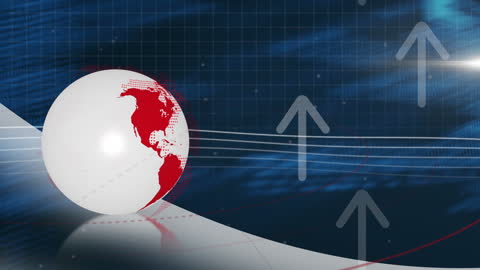 Global Data Network Concept with Rising Arrows and Digital Globe