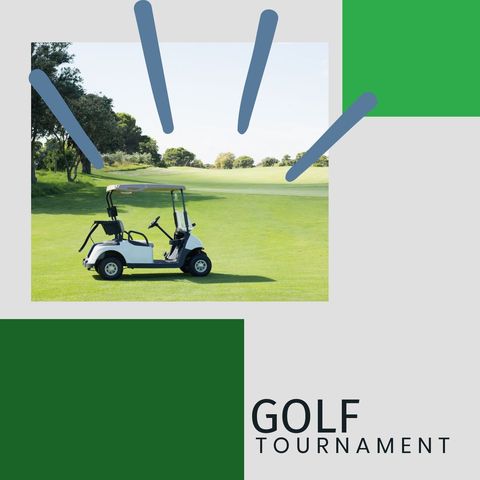 golf tournament flyer with golf cart on course - Download Free Stock Templates Pikwizard.com